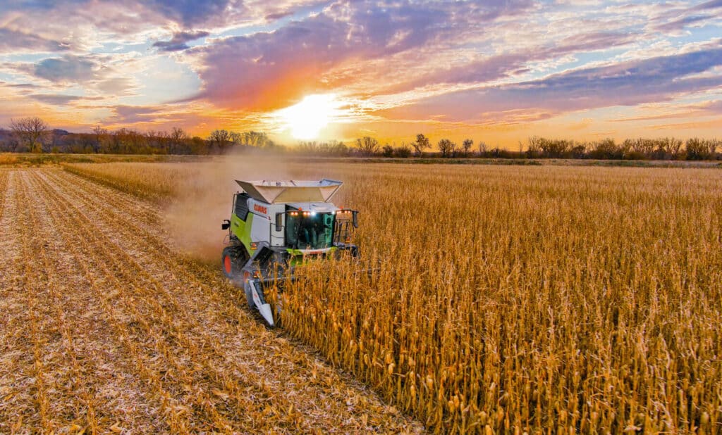 The sun sets on a successful corn harvest in Southeast Iowa.