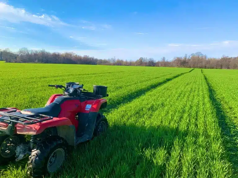 Taking the four wheeler out to the fields in Southeast, Iowa to check out the crops.
