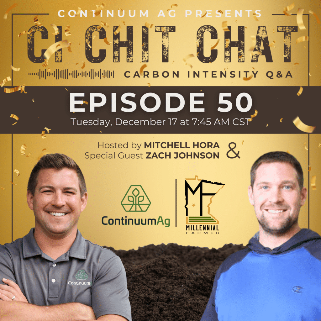 The Millennial Farmer, Zach Johnson, joins Continuum Ag CEO Mitchell Hora on the special one year anniversary & 50th episode of the CI Chit Chat